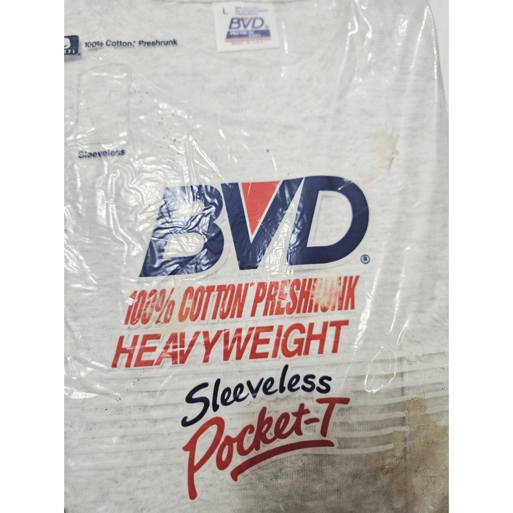 Vintage 1989 BVD Athletic Series White Sleeveless 100% Cotton Shirt - Picture 4 of 6